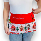 Avental de Natal para professora da SuYa Shop com estampado natalício, personalizado com o teu nome bordado