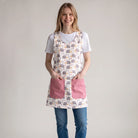 Bata de professora SuYa Shop com estampado de ouriços e bolsos cor-de-rosa, ideal para professoras e para a escola